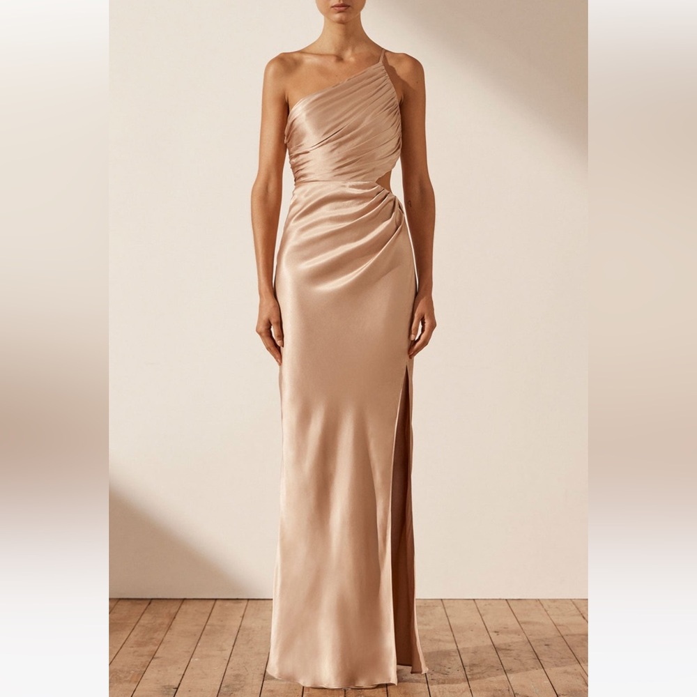Shona Joy La Lune Asymetrical Gathered Maxi Dress